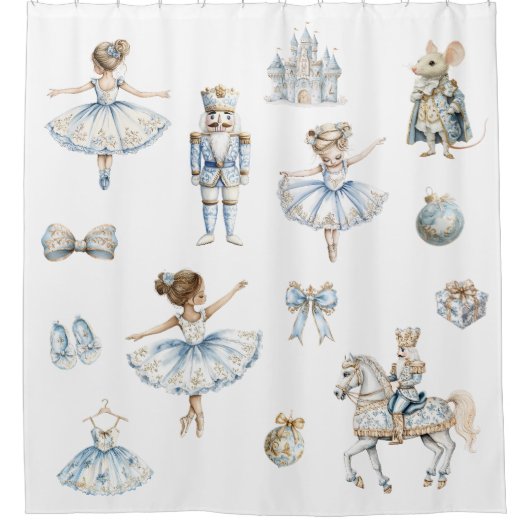 Notenkrakerballetpatroon Douchegordijn (Voorkant)