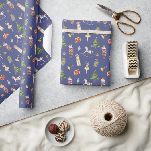 Notenkrakerblauw Kerstmis Cadeaupapier (Crafts)