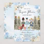 Notenkrakerblauw wintersneeuwvlokken Baby shower Kaart (Voorkant / Achterkant)