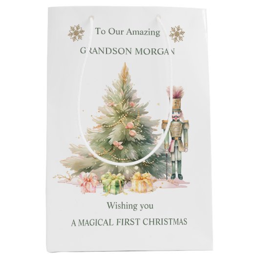 Notenkrakerboom Baby 1e Kerstmis Gift Bag Medium Cadeauzakje (Voorkant)