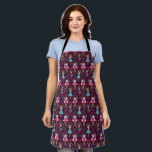 Notenkrakerpatroon rode dieren schort<br><div class="desc">Schattige en leuk schort met handgetekende illustraties van poes,  hond en muis als notenkraker balletpersonages. De achtergrond is rood.</div>