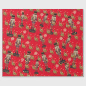 Notenkrakerrood klassiek patroon cadeaupapier (Vlak)