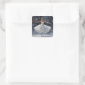 Notenkraker's Black Ballerina Snow Queen Vierkante Sticker (Tas)