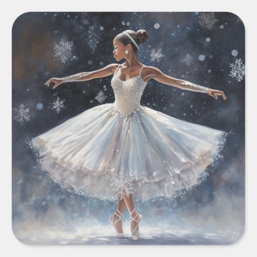 Notenkraker's Black Ballerina Snow Queen Vierkante Sticker (Voorkant)