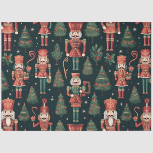 Notenkrakers kerstbomen en sterren kerst tissuepapier (Voorkant)