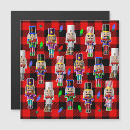 Notenkrakers met Little Red Trucks Kerstmis Magnetische Uitnodiging