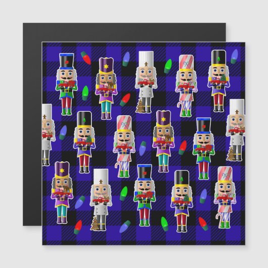 Notenkrakers met Little Red Trucks Kerstmis Magnetische Uitnodiging (Voorkant / Achterkant)