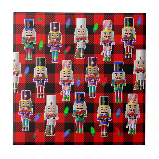 Notenkrakers met Little Red Trucks Kerstmis Tegeltje (Voorkant)