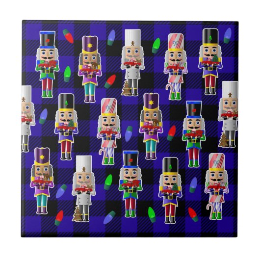 Notenkrakers met Little Red Trucks Kerstmis Tegeltje (Voorkant)