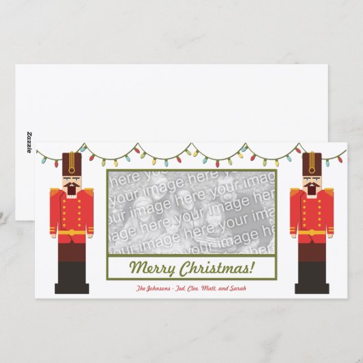 Notenkrakers, Vrolijk Kerstfeest, Fotokaart Sjablo Feestdagenkaart (Voorkant / Achterkant)