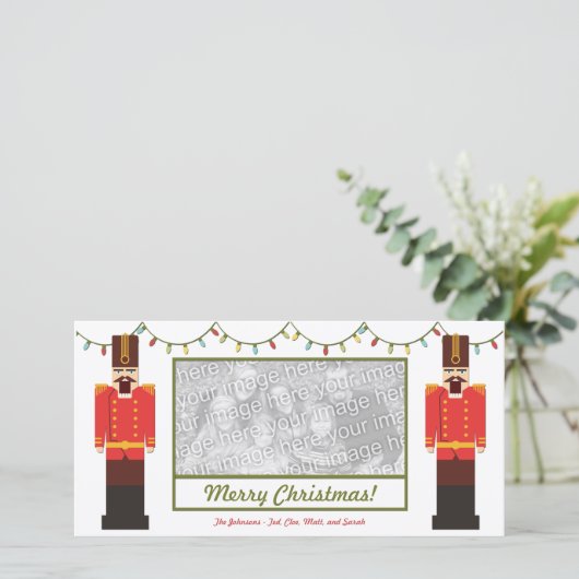 Notenkrakers, Vrolijk Kerstfeest, Fotokaart Sjablo Feestdagenkaart (Staand voorkant)
