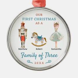 Notenkrakersfamilie van drie eerste kerstdagen metalen ornament