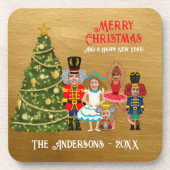 Notenkrakersfamilie van vijf grappige vrolijke ker bier onderzetter (Voorkant)