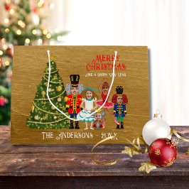 Notenkrakersfamilie van vijf grappige vrolijke ker groot cadeauzakje