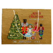 Notenkrakersfamilie van vijf grappige vrolijke ker groot cadeauzakje (Achterkant)