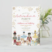 Notenkrakersfeest 1e Verjaardag Gouden Sneeuwvlokk Kaart (Staand voorkant)