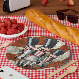 Notenkrakersoldaten rode witte strepen papieren bordje