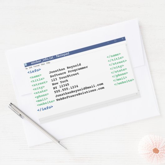 Notepad Coder Format Computer Scientist Programmer Rechthoekige Sticker (Envelop)