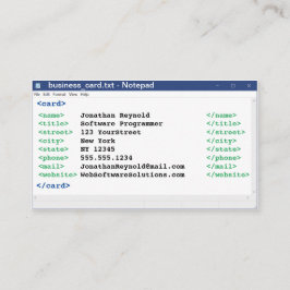 Notepad Coder Format Computer Scientist Programmer Visitekaartje