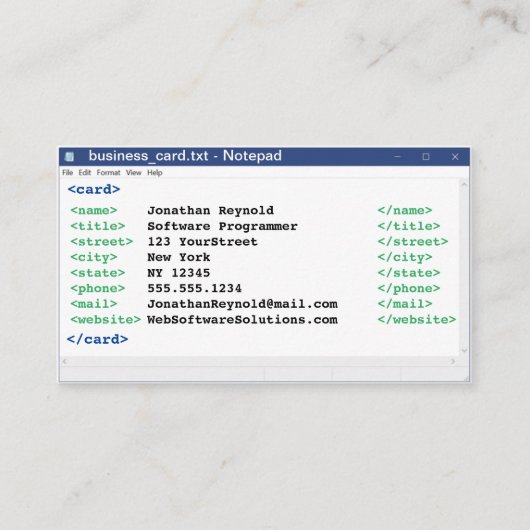 Notepad Coder Format Computer Scientist Programmer Visitekaartje (Voorkant)