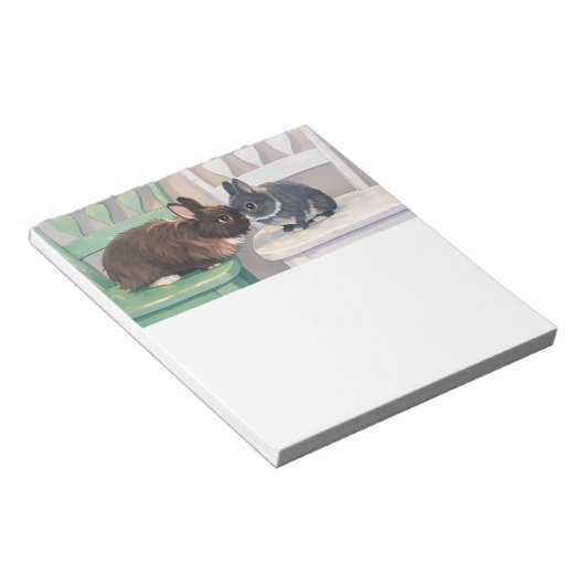 Notepad Cute Two Rabbits Art Notitieblok (Schuin)