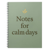 Notes for Calm Days – Minimalist Green Notebook Notitieboek (Voorkant)