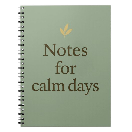 Notes for Calm Days – Minimalist Green Notebook Notitieboek (Voorkant)