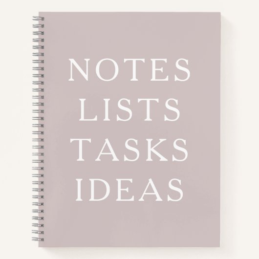 Notes Lists Tasks Ideas Minimal Spiral Notebook Notitieboek (Voorkant)