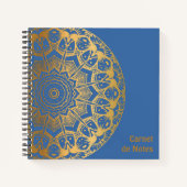 Notes Mandala-kleurencarnet Gold en leder-patroon Notitieboek (Voorkant)