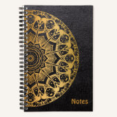 Notes Mandala-kleurencarnet Gold en leder-patroon Notitieboek (Voorkant)