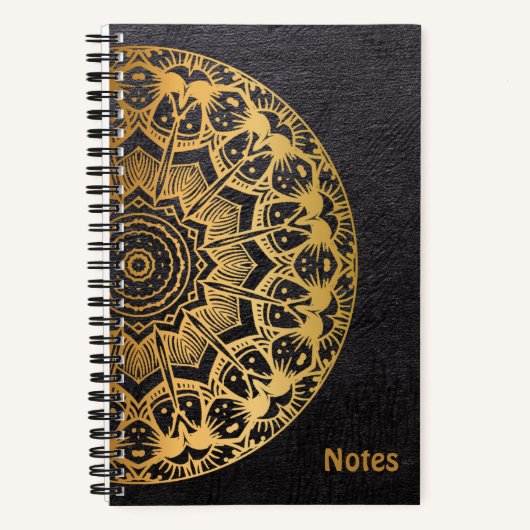Notes Mandala-kleurencarnet Gold en leder-patroon Notitieboek (Voorkant)