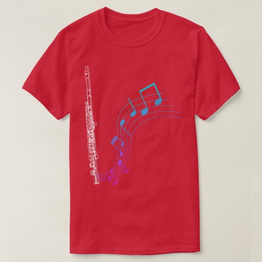 Notes Music Sheet Transverse Flute 2118 T-shirt (Design voorkant)