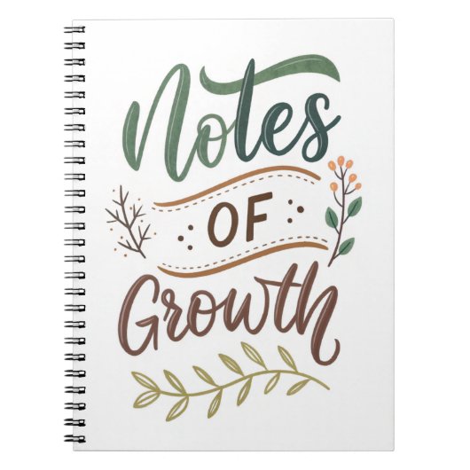 Notes of Growth Journal – Ontwerp voor borstelbele Notitieboek (Voorkant)