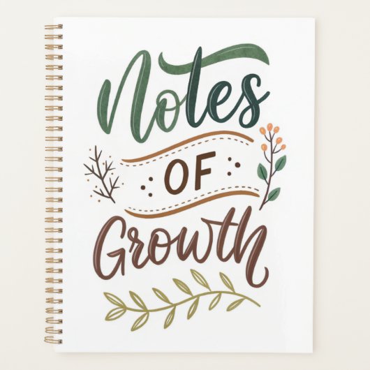 Notes of Growth Journal – Ontwerp voor borstelbele Planner (Voorkant)