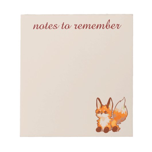 Notes to remember, Fox, vosje Notitieblok (Voorkant)