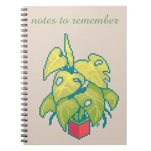 Notes to remember, Monstera , pixel art Notitieboek (Voorkant)