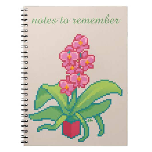 Notes to remember, orchid , pixel art notitieboek (Voorkant)