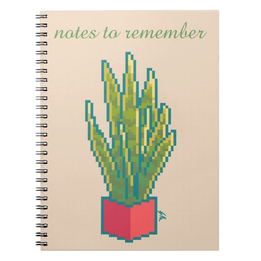 Notes to remember,  snake plant, pixel art notitieboek (Voorkant)