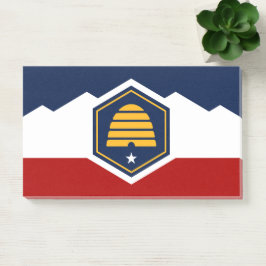 Notes with new flag of Utah, USA