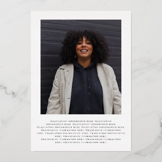 Noteworthy Real Gold Script 2-foto Afstuderen Folie Uitnodiging (Achterkant)