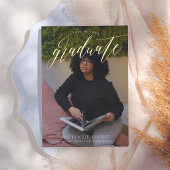 Noteworthy Real Gold Script 2-foto Afstuderen Folie Uitnodiging