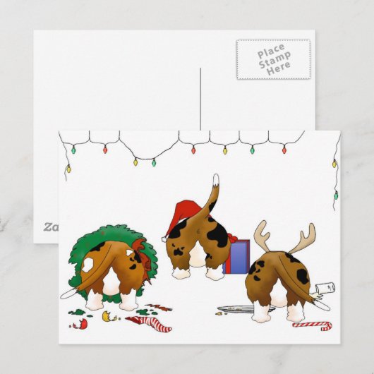 Nothin' Butt A Basset Christmas Feestdagenkaart (Voorkant / Achterkant)