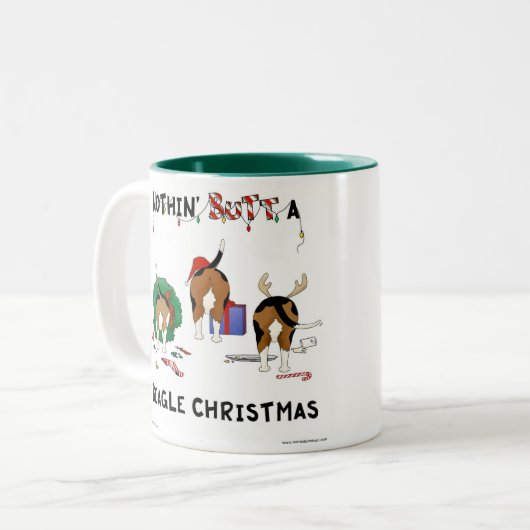 Nothin' Butt a Beagle Kerstmis Tweekleurige Koffiemok (Voorkant links)