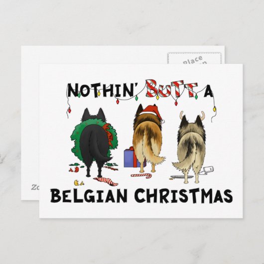Nothin' Butt A Belgian Christmas Feestdagenkaart (Voorkant / Achterkant)