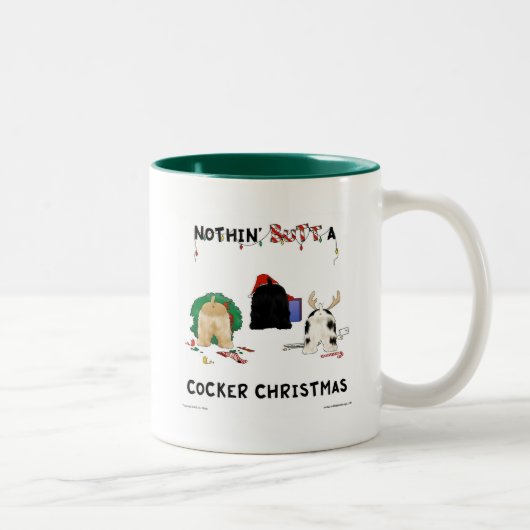 Nothin' Butt a Cocker Kerstmis Tweekleurige Koffiemok (Rechts)