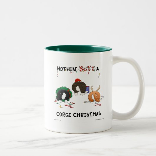 Nothin' Butt A Corgi Kerstmis Tweekleurige Koffiemok (Rechts)