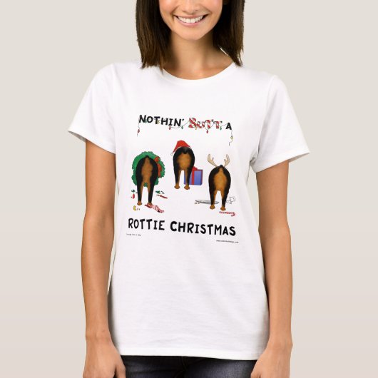 Nothin' Butt a Rottie Kerstmis T-shirt (Voorkant)