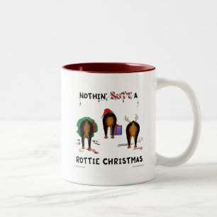 Nothin' Butt a Rottie Kerstmis Tweekleurige Koffiemok