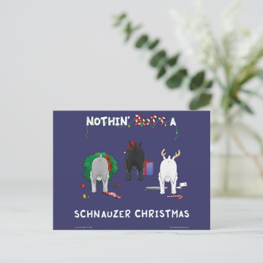 Nothin' Butt A Schnauzer Christmas Feestdagenkaart (Staand voorkant)