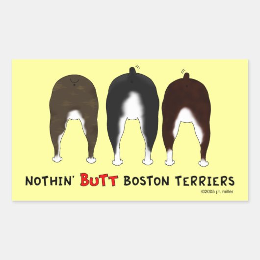 Nothin' Butt Boston Terriers Rechthoekige Sticker (Voorkant)